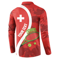 Personalised Switzerland Tennis Button Sweatshirt Swiss Born To Play - Wonder Print Shop