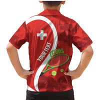 Personalised Switzerland Tennis Family Matching Mermaid Dress and Hawaiian Shirt Swiss Born To Play - Wonder Print Shop