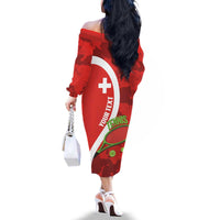 Personalised Switzerland Tennis Family Matching Off The Shoulder Long Sleeve Dress and Hawaiian Shirt Swiss Born To Play - Wonder Print Shop