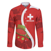 Personalised Switzerland Tennis Family Matching Off Shoulder Short Dress and Hawaiian Shirt Swiss Born To Play - Wonder Print Shop