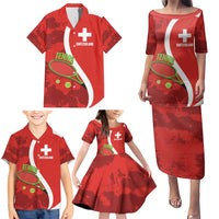 Personalised Switzerland Tennis Family Matching Puletasi and Hawaiian Shirt Swiss Born To Play - Wonder Print Shop