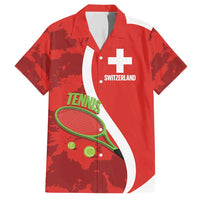 Personalised Switzerland Tennis Family Matching Short Sleeve Bodycon Dress and Hawaiian Shirt Swiss Born To Play - Wonder Print Shop