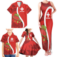 Personalised Switzerland Tennis Family Matching Tank Maxi Dress and Hawaiian Shirt Swiss Born To Play - Wonder Print Shop