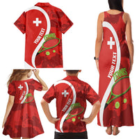 Personalised Switzerland Tennis Family Matching Tank Maxi Dress and Hawaiian Shirt Swiss Born To Play - Wonder Print Shop