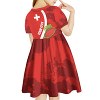 Personalised Switzerland Tennis Kid Short Sleeve Dress Swiss Born To Play - Wonder Print Shop