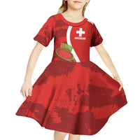 Personalised Switzerland Tennis Kid Short Sleeve Dress Swiss Born To Play - Wonder Print Shop