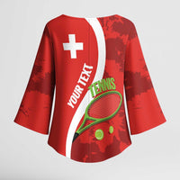 Personalised Switzerland Tennis Kimono Sleeve Blouse Swiss Born To Play - Wonder Print Shop