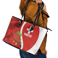 Personalised Switzerland Tennis Leather Tote Bag Swiss Born To Play - Wonder Print Shop