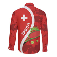 Personalised Switzerland Tennis Long Sleeve Button Shirt Swiss Born To Play - Wonder Print Shop