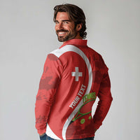 Personalised Switzerland Tennis Long Sleeve Polo Shirt Swiss Born To Play - Wonder Print Shop
