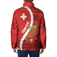 Personalised Switzerland Tennis Padded Jacket Swiss Born To Play - Wonder Print Shop
