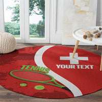 Personalised Switzerland Tennis Round Carpet Swiss Born To Play - Wonder Print Shop