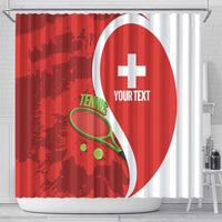 Personalised Switzerland Tennis Shower Curtain Swiss Born To Play - Wonder Print Shop