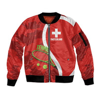 Personalised Switzerland Tennis Sleeve Zip Bomber Jacket Swiss Born To Play - Wonder Print Shop