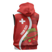 Personalised Switzerland Tennis Sleeveless Hoodie Swiss Born To Play - Wonder Print Shop