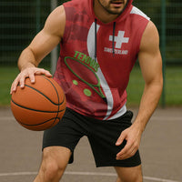 Personalised Switzerland Tennis Sleeveless Hoodie Swiss Born To Play - Wonder Print Shop