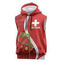 Personalised Switzerland Tennis Sleeveless Zip Hoodie Swiss Born To Play - Wonder Print Shop
