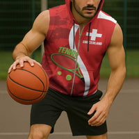 Personalised Switzerland Tennis Sleeveless Zip Hoodie Swiss Born To Play - Wonder Print Shop