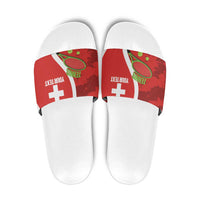 Personalised Switzerland Tennis Slide Sandals Swiss Born To Play - Wonder Print Shop