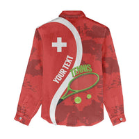 Personalised Switzerland Tennis Women Casual Shirt Swiss Born To Play - Wonder Print Shop