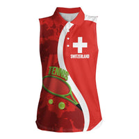 Personalised Switzerland Tennis Women Sleeveless Polo Shirt Swiss Born To Play - Wonder Print Shop