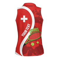 Personalised Switzerland Tennis Women Sleeveless Polo Shirt Swiss Born To Play - Wonder Print Shop