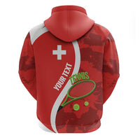 Personalised Switzerland Tennis Zip Hoodie Swiss Born To Play - Wonder Print Shop