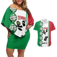 Personalised Italy Tennis Couples Matching Off Shoulder Short Dress and Hawaiian Shirt Its In My DNA - Wonder Print Shop