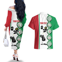 Personalised Italy Tennis Couples Matching Off The Shoulder Long Sleeve Dress and Hawaiian Shirt Its In My DNA - Wonder Print Shop