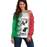 Personalised Italy Tennis Off Shoulder Sweater Its In My DNA - Wonder Print Shop
