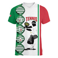 Personalised Italy Tennis Women V-Neck T-Shirt Its In My DNA - Wonder Print Shop