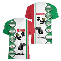 Personalised Italy Tennis Women V-Neck T-Shirt Its In My DNA - Wonder Print Shop