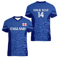 Custom England Football Women V Neck T Shirt Go Lionesses 2023 World Cup - Wonder Print Shop
