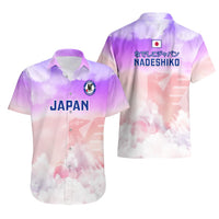 Pastel purple-pink Hawaiian shirt set, front and back show JAPAN and Nadeshiko
