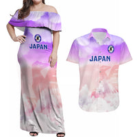 Custom Japan Football Couples Matching Off Shoulder Maxi Dress and Hawaiian Shirt Go Nadeshiko 2023 World Cup - Wonder Print Shop