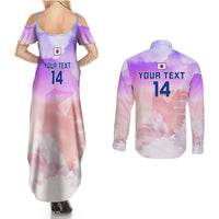 Custom Japan Football Couples Matching Summer Maxi Dress and Long Sleeve Button Shirts Go Nadeshiko 2023 World Cup - Wonder Print Shop