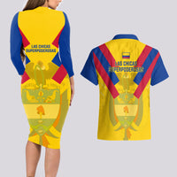 Colombia Football Couples Matching Long Sleeve Bodycon Dress and Hawaiian Shirt Las Chicas Superpoderosas 2023 World Cup - Wonder Print Shop