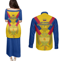 Colombia Football Couples Matching Puletasi Dress and Long Sleeve Button Shirts Las Chicas Superpoderosas 2023 World Cup - Wonder Print Shop