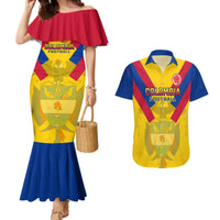 Custom Colombia Football Couples Matching Mermaid Dress and Hawaiian Shirt Las Chicas Superpoderosas 2023 World Cup - Wonder Print Shop