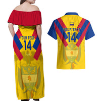 Custom Colombia Football Couples Matching Off Shoulder Maxi Dress and Hawaiian Shirt Las Chicas Superpoderosas 2023 World Cup - Wonder Print Shop
