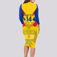 Custom Colombia Football Long Sleeve Bodycon Dress Las Chicas Superpoderosas 2023 World Cup - Wonder Print Shop