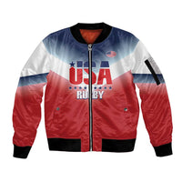 Custom USA Rugby Sleeve Zip Bomber Jacket 2024 Simple Style - Wonder Print Shop