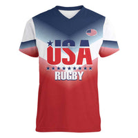 Custom USA Rugby Women V-Neck T-Shirt 2024 Simple Style - Wonder Print Shop