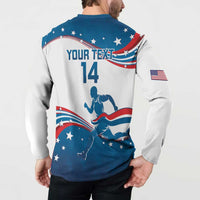 Custom USA Athletics Button Sweatshirt 2024 United States Flag Curve Style - Wonder Print Shop