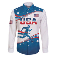 Custom USA Athletics Family Matching Puletasi and Hawaiian Shirt 2024 United States Flag Curve Style - Wonder Print Shop