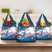 Custom USA Athletics Grocery Bag United States Flag Curve Style
