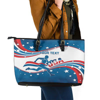 Custom USA Athletics Leather Tote Bag 2024 United States Flag Curve Style - Wonder Print Shop