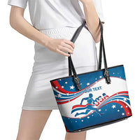 Custom USA Athletics Leather Tote Bag 2024 United States Flag Curve Style - Wonder Print Shop