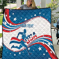 Custom USA Athletics Quilt 2024 United States Flag Curve Style - Wonder Print Shop