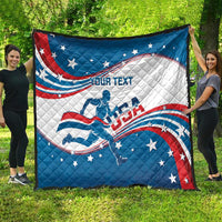 Custom USA Athletics Quilt 2024 United States Flag Curve Style - Wonder Print Shop